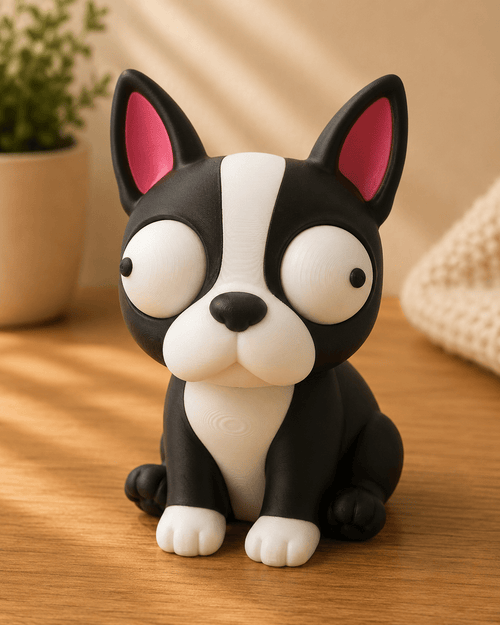 Goofy Boston Terrier | Süße 3D-gedruckte Sammelfigur – VantaVice - VantaVice
